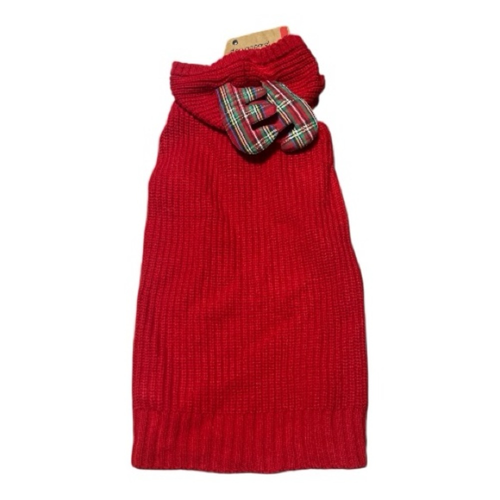 NWT Pup Crew apparel Knit dog pet outfit with plaid antlers sz Large